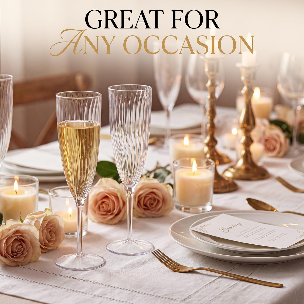 WDF birthday, shower, graduation flutes for smooth toasts