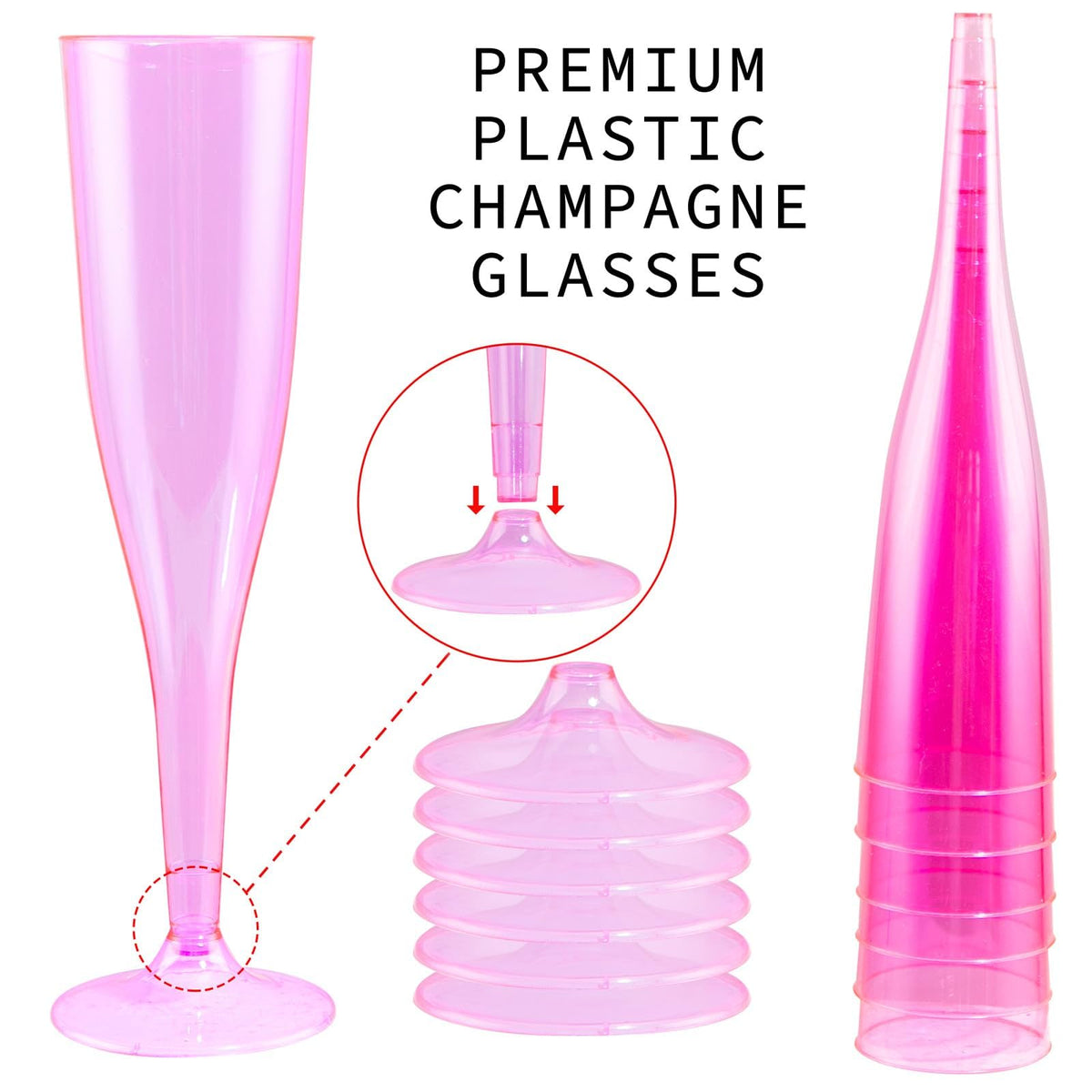 WDF orange champagne flute showcases colorful flair for themed parties and easy cleanup.