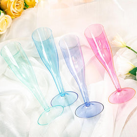 WDF yellow plastic champagne flute showing bright color and comfortable grip for quick toasts.