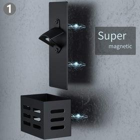 Back magnets allow wall mounting on fridge or metal surface.