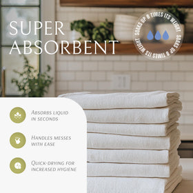 Wealuxe flour sack towels demonstrate absorbency during spill cleanup