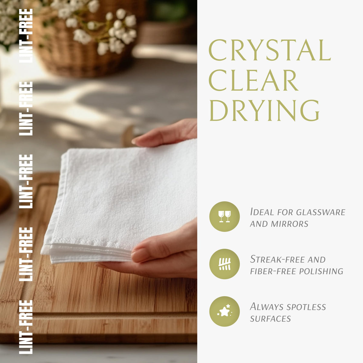Wealuxe flour sack towels lint-free cleaning of glass surfaces