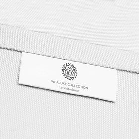 Wealuxe folded packaging showing reusable quality and care instructions