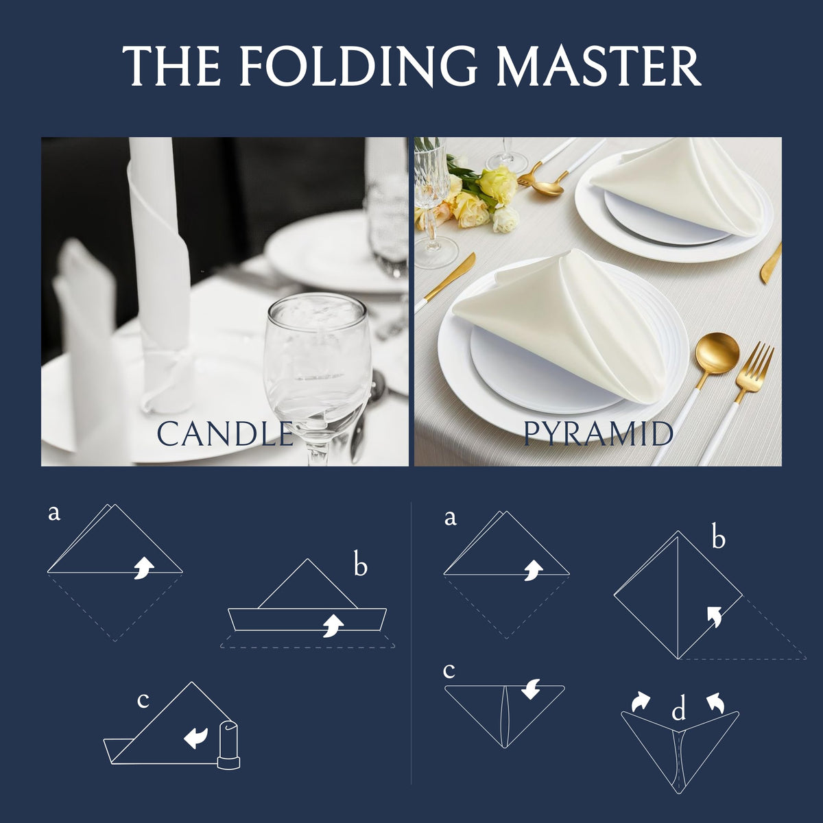 Wealuxe napkins foldable for creative table settings.