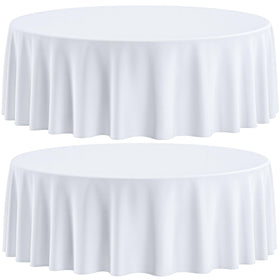 Wealuxe 90-inch white round tablecloth 2-pack for elegant events