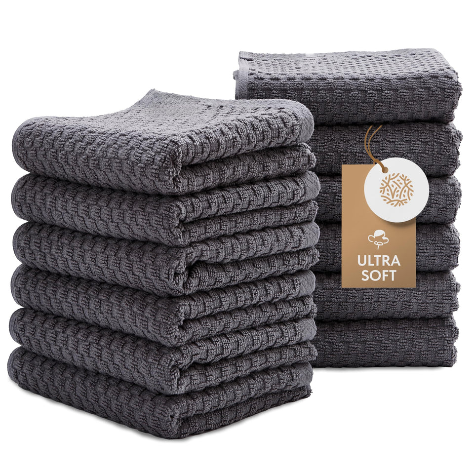 Wealuxe towels rolled and stacked for everyday kitchen use.
