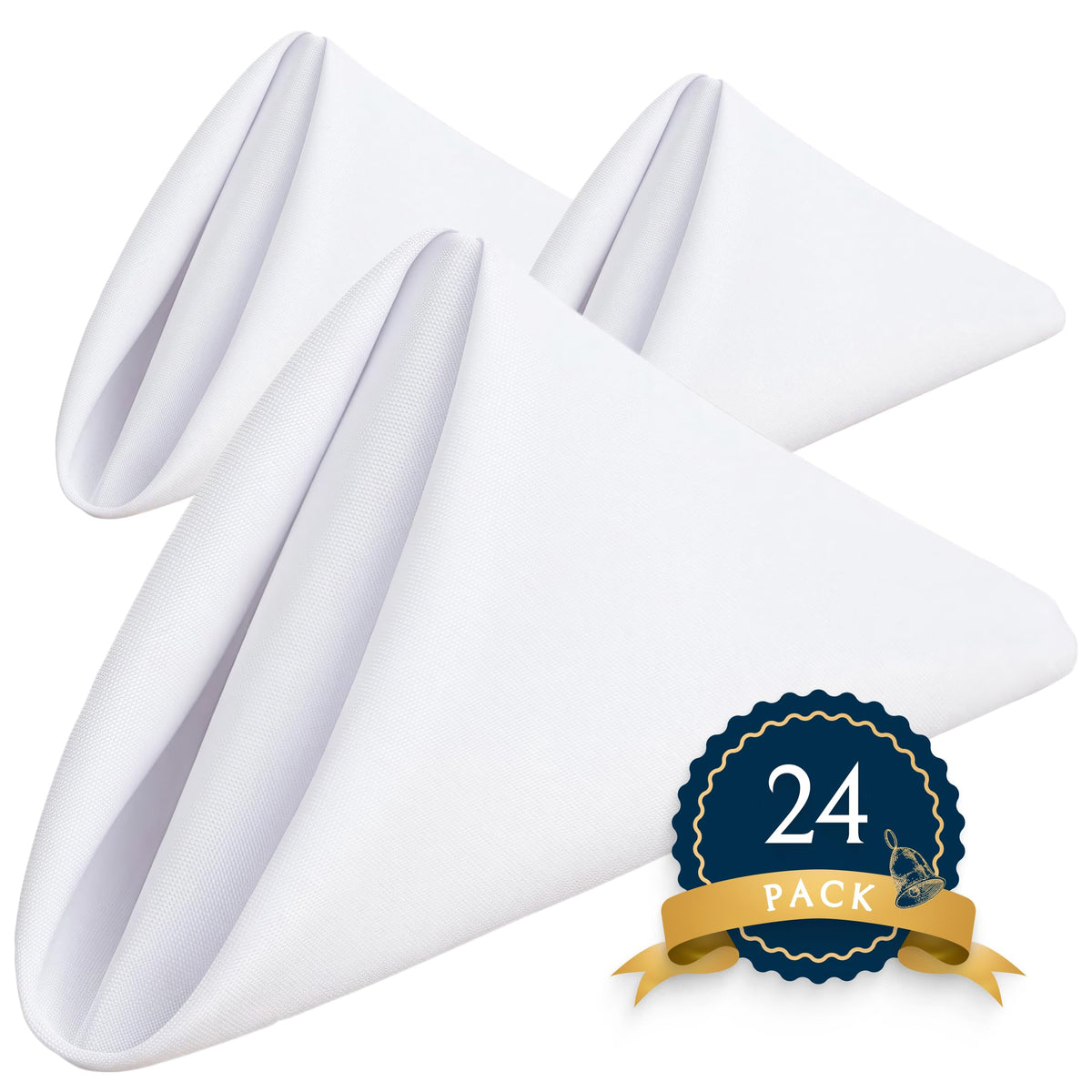 Wealuxe white 24-pack napkins in flatlay, 17x17, for elegant table setup.