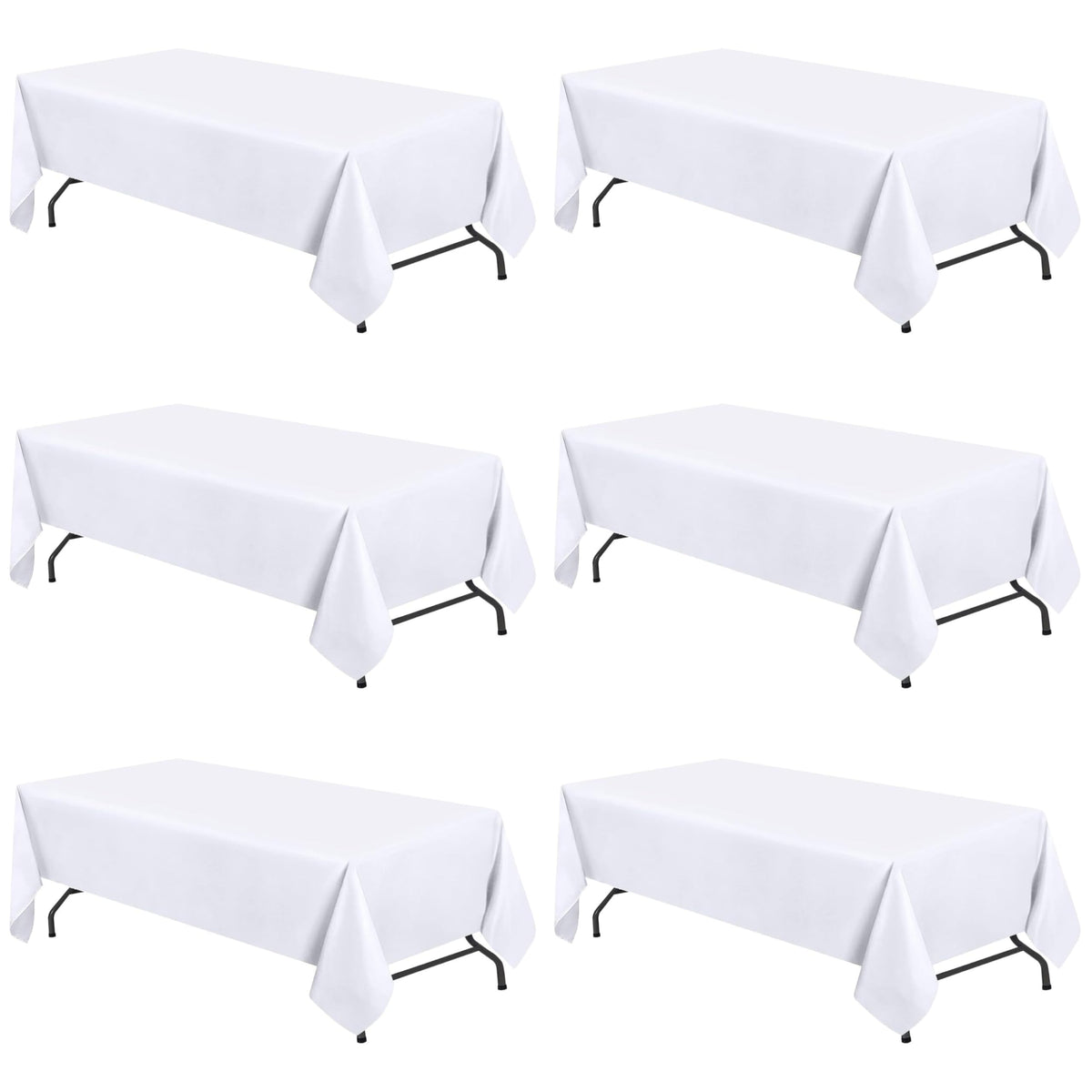 WEALUXE white tablecloth draped on a 6ft table for a clean, elegant setup