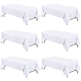 WEALUXE white tablecloth draped on a 6ft table for a clean, elegant setup