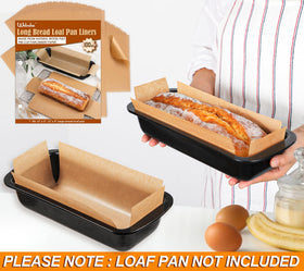 Includes 100pcs large loaf pan liners for long loaves and cakes.