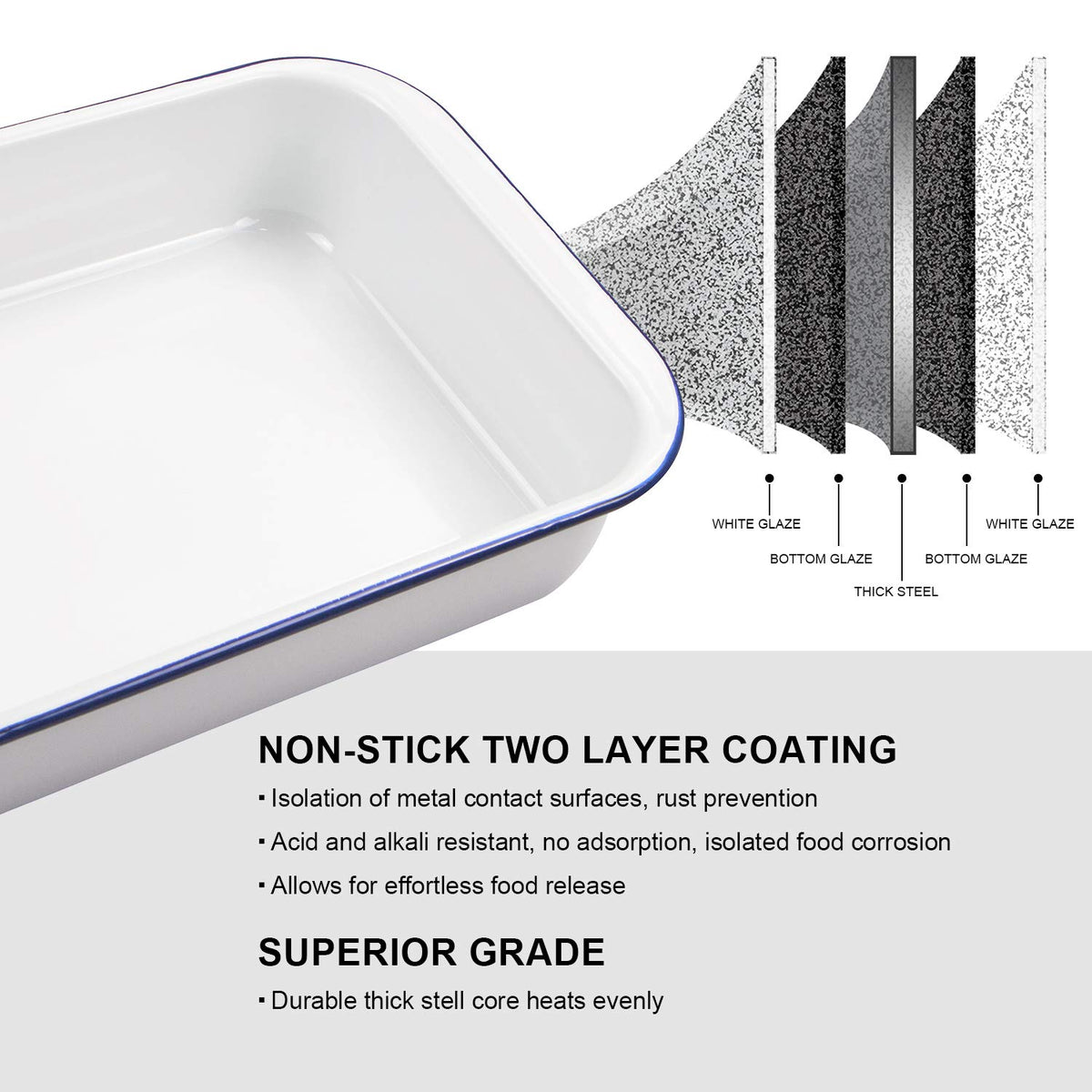 Webake enamelware 9x13 pan ceramic coating provides non-stick release and easy cleaning