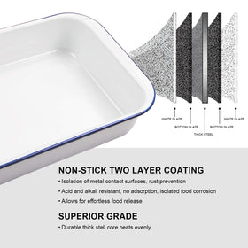 Webake enamelware 9x13 pan ceramic coating provides non-stick release and easy cleaning