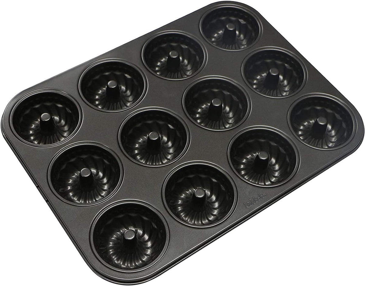 Webake mini fluted tube cake pan with 12 cavities for bite-sized desserts