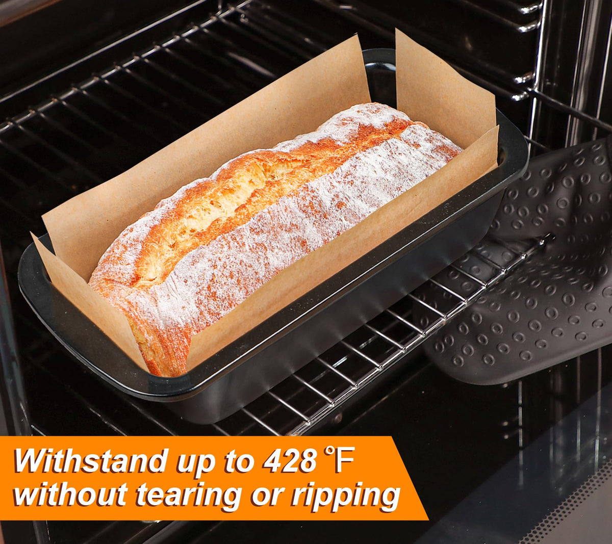 Compact storage parchment paper for quick prep and cleanup.