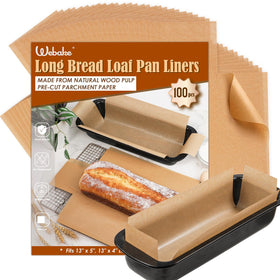Webake unbleached parchment paper liner 13x5 for easy release.