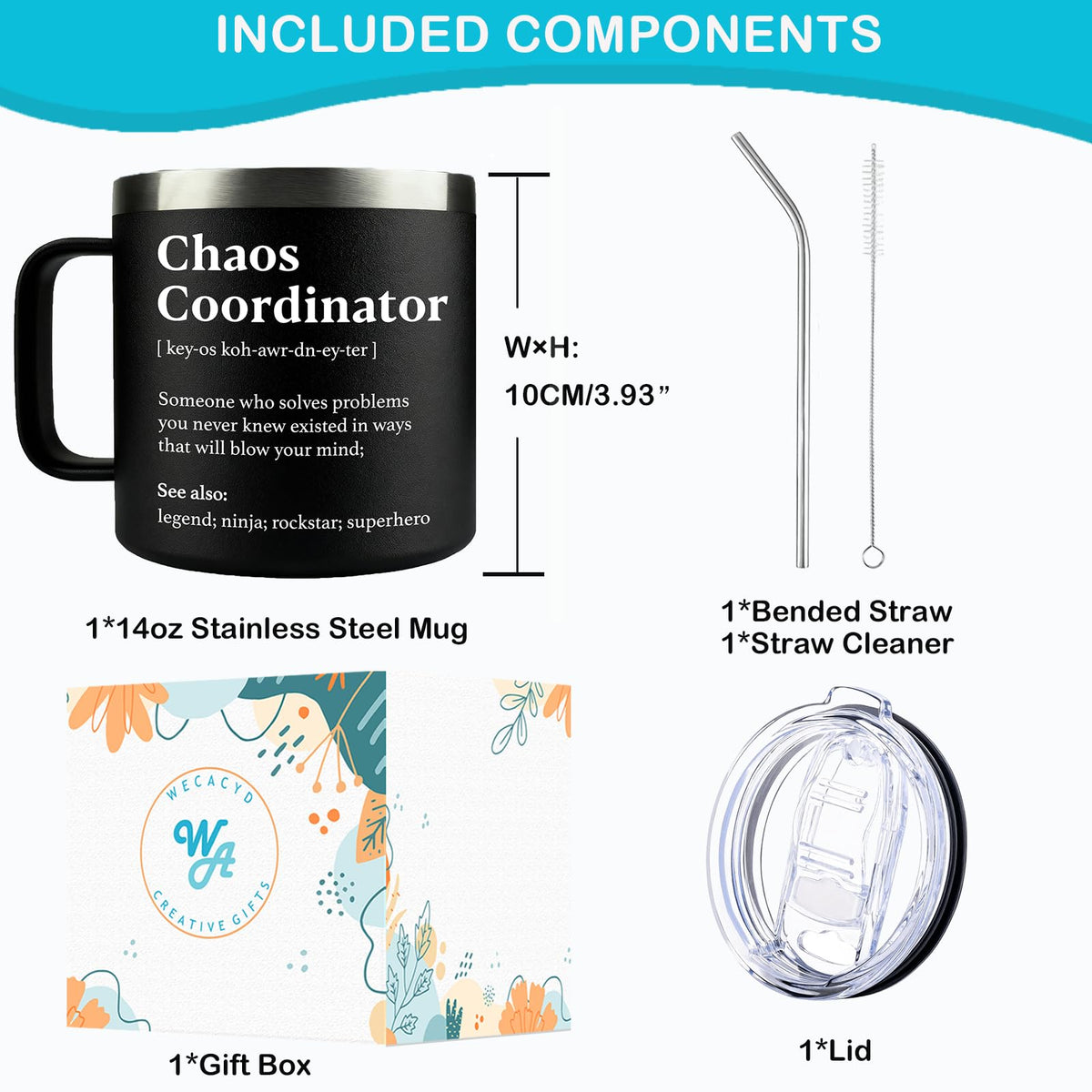 WECACYD Chaos Coordinator on an office desk with sleek black finish.