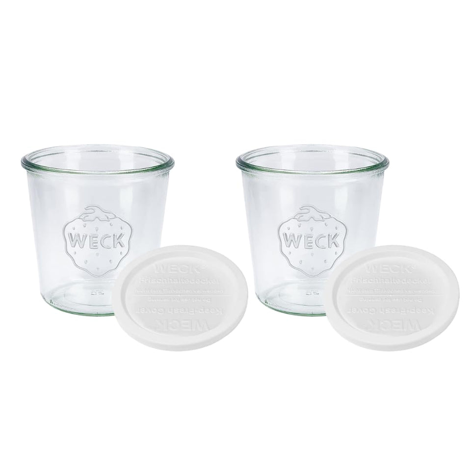 WECK 742 tulip half-liter jar with keep fresh lid for elegant, space-saving pantry storage.