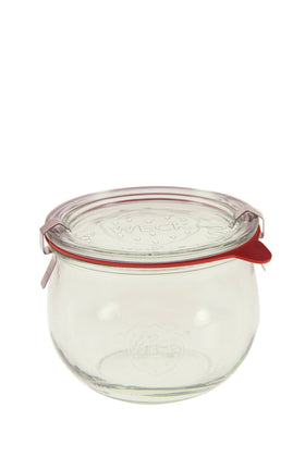 WECK 744 Tulip jar set in six-pack with airtight seal for fresh storage.