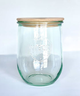 Weck 745 tulip jar in use and microwave-safe for quick reheats