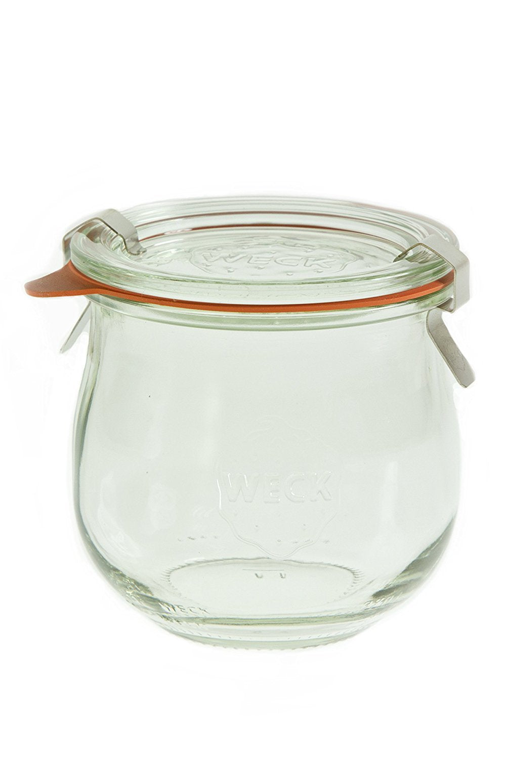 WECK 746 tulip jar with glass lids and clamps, built for reliable sealing and repeated use.