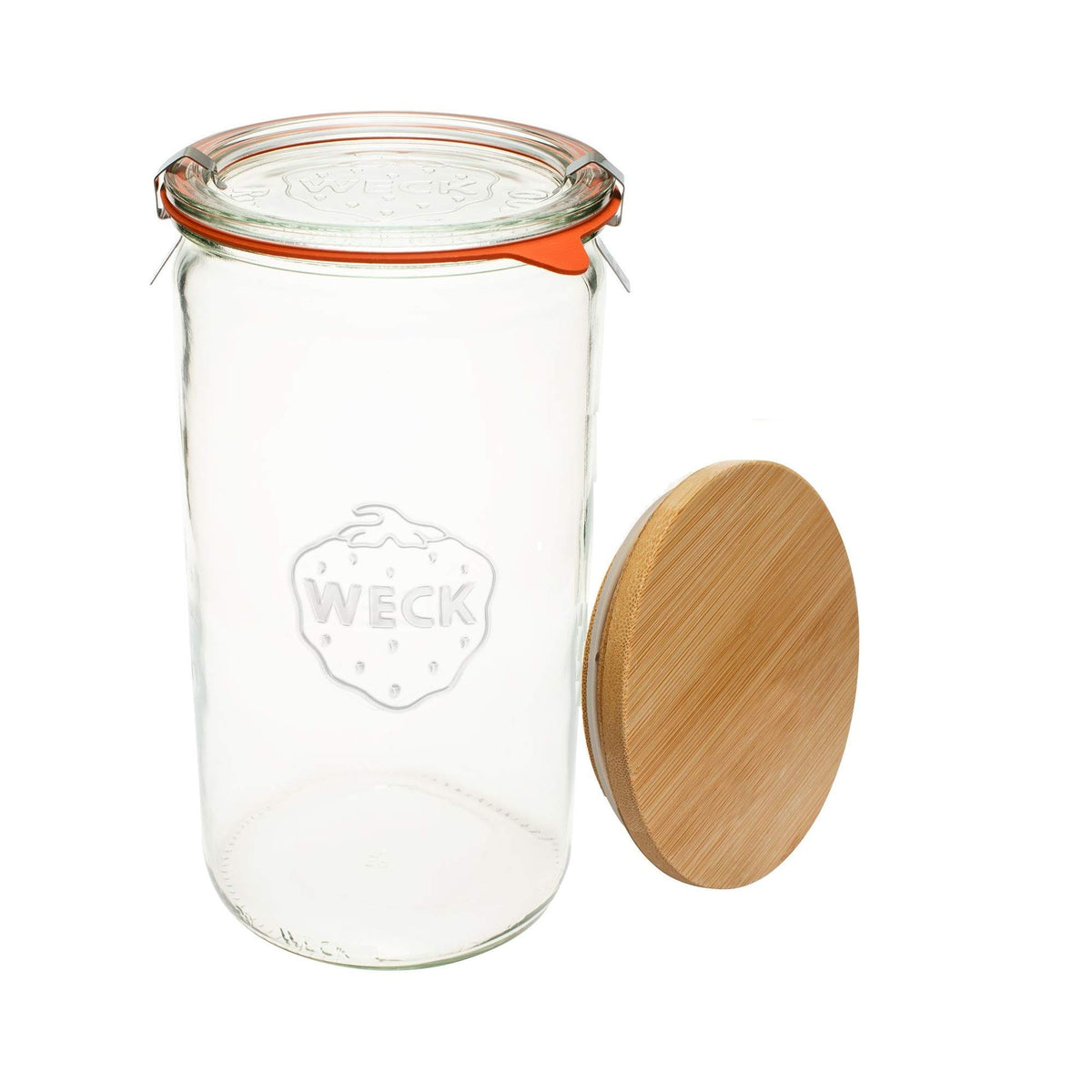 Weck Jar 974 1.5L full view showcases ample capacity for pantry storage