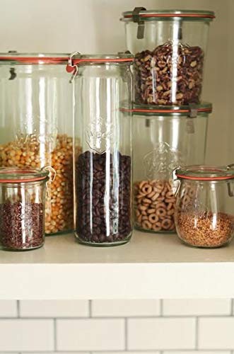 Weck Jar 974 wooden lid storage evokes rustic pantry charm