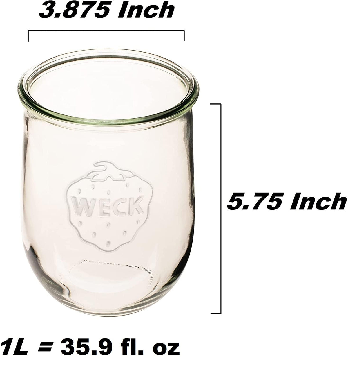 Weck Tulip 1L jar with glass lid for airtight sealing.