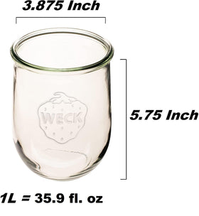 Weck Tulip 1L jar with glass lid for airtight sealing.