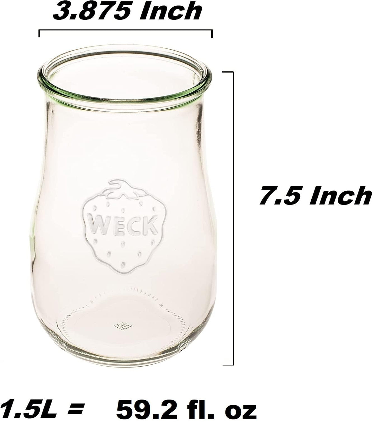Weck Tulip jar with glass lid and gasket provides airtight storage for foods.