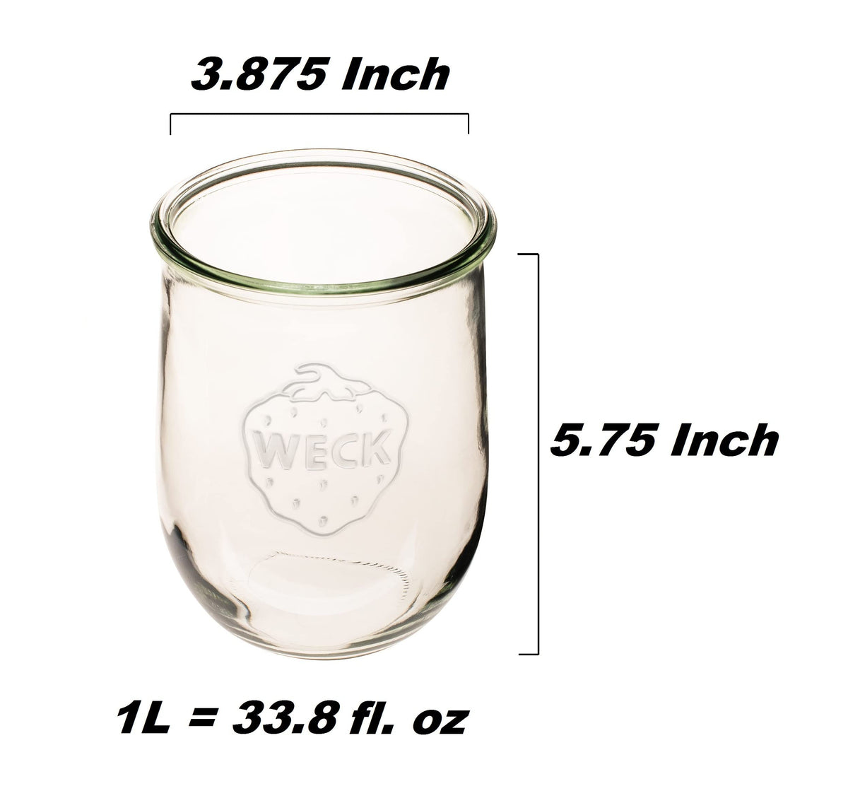 WECK tulip jar wide mouth for easy pouring and cleaning.