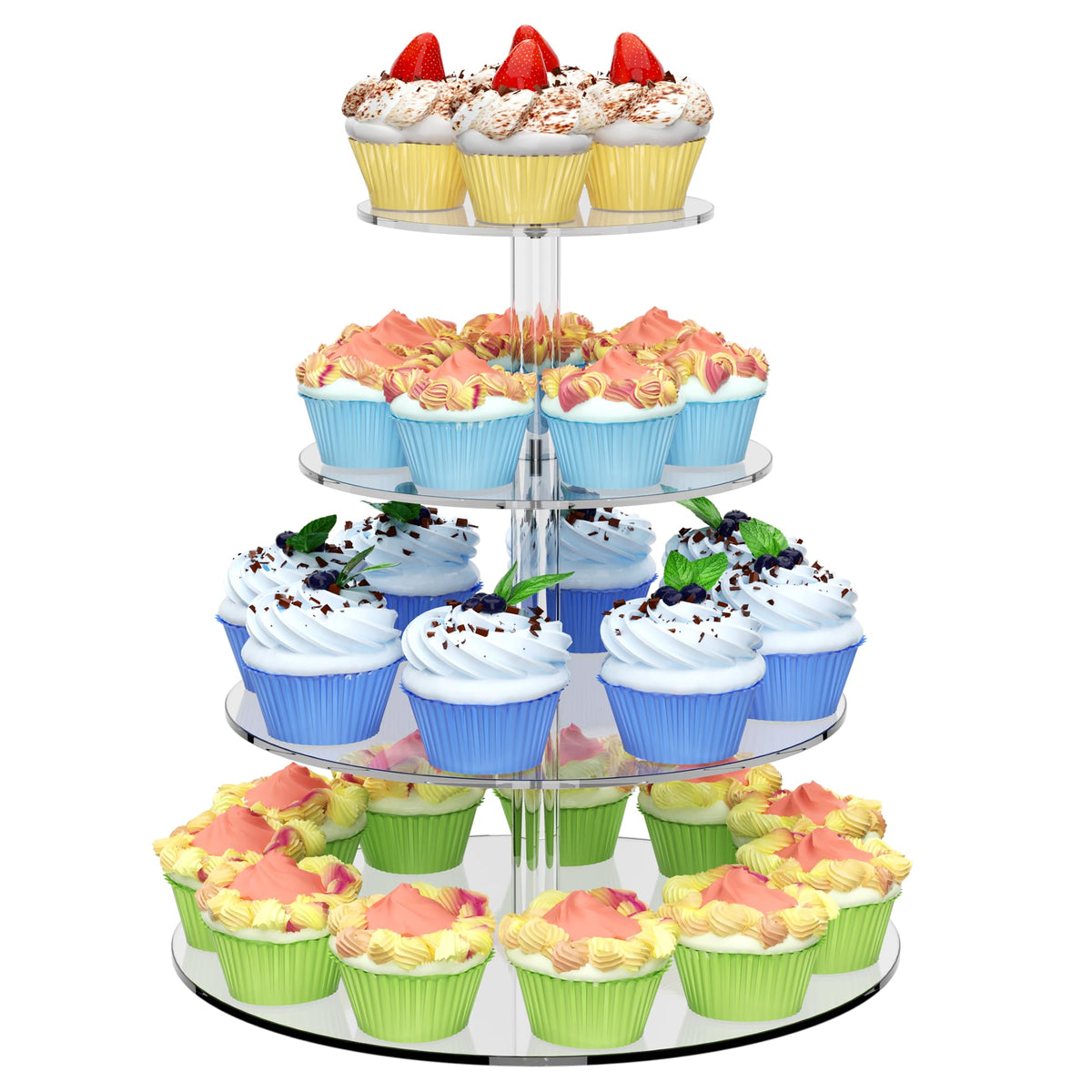 WeddingWish 4-tier round cupcakes stand ready for easy assembly and display.