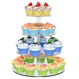WeddingWish 4-tier round cupcakes stand ready for easy assembly and display.