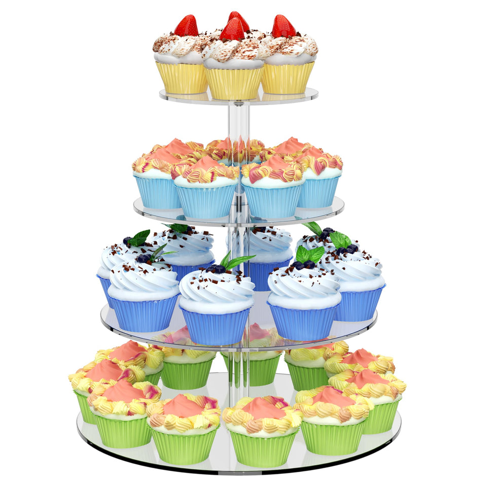 WeddingWish 4-tier round cupcakes stand ready for easy assembly and display.