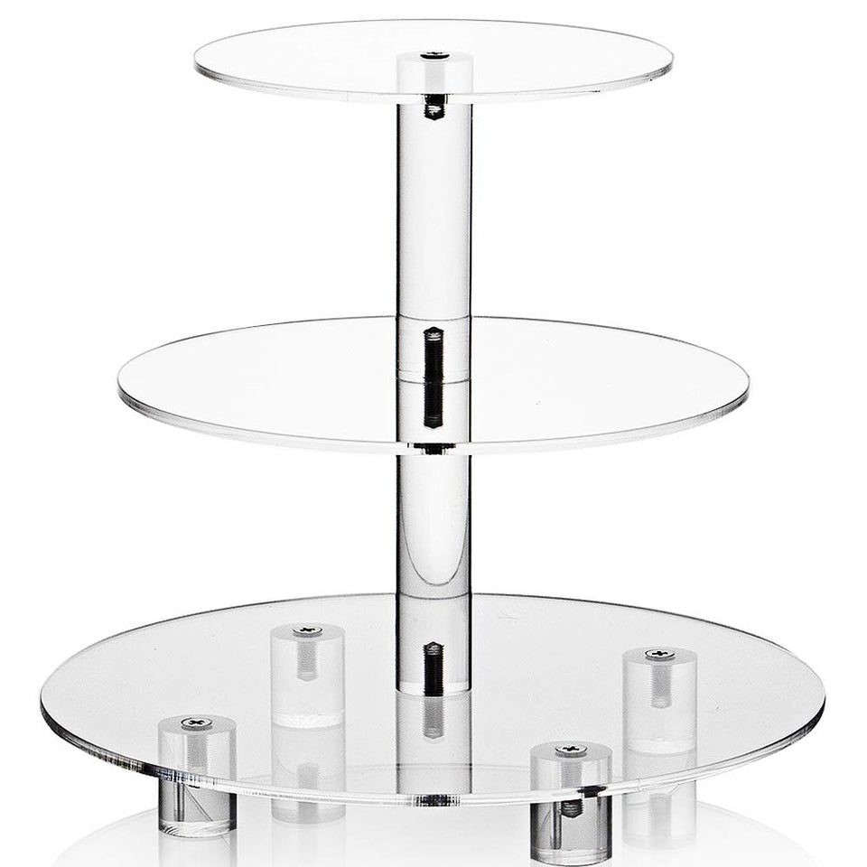 WeddingWish acrylic cupcake stand shows a crystal-clear 3-tier display for desserts