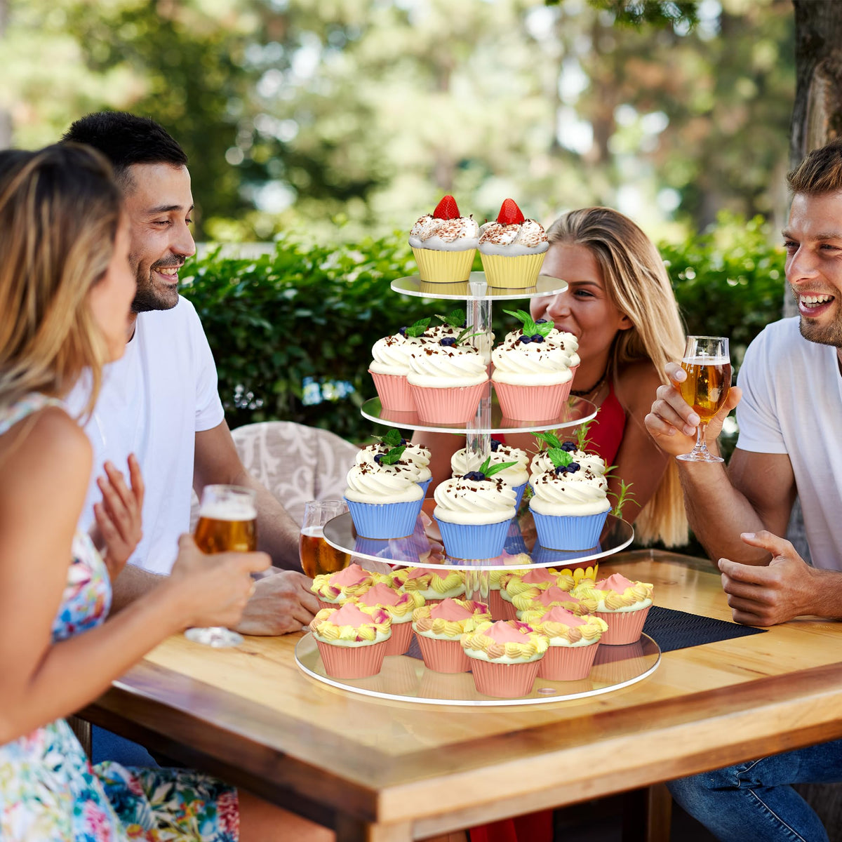 WeddingWish clear acrylic cupcake stand tiers catch the eye with transparency.