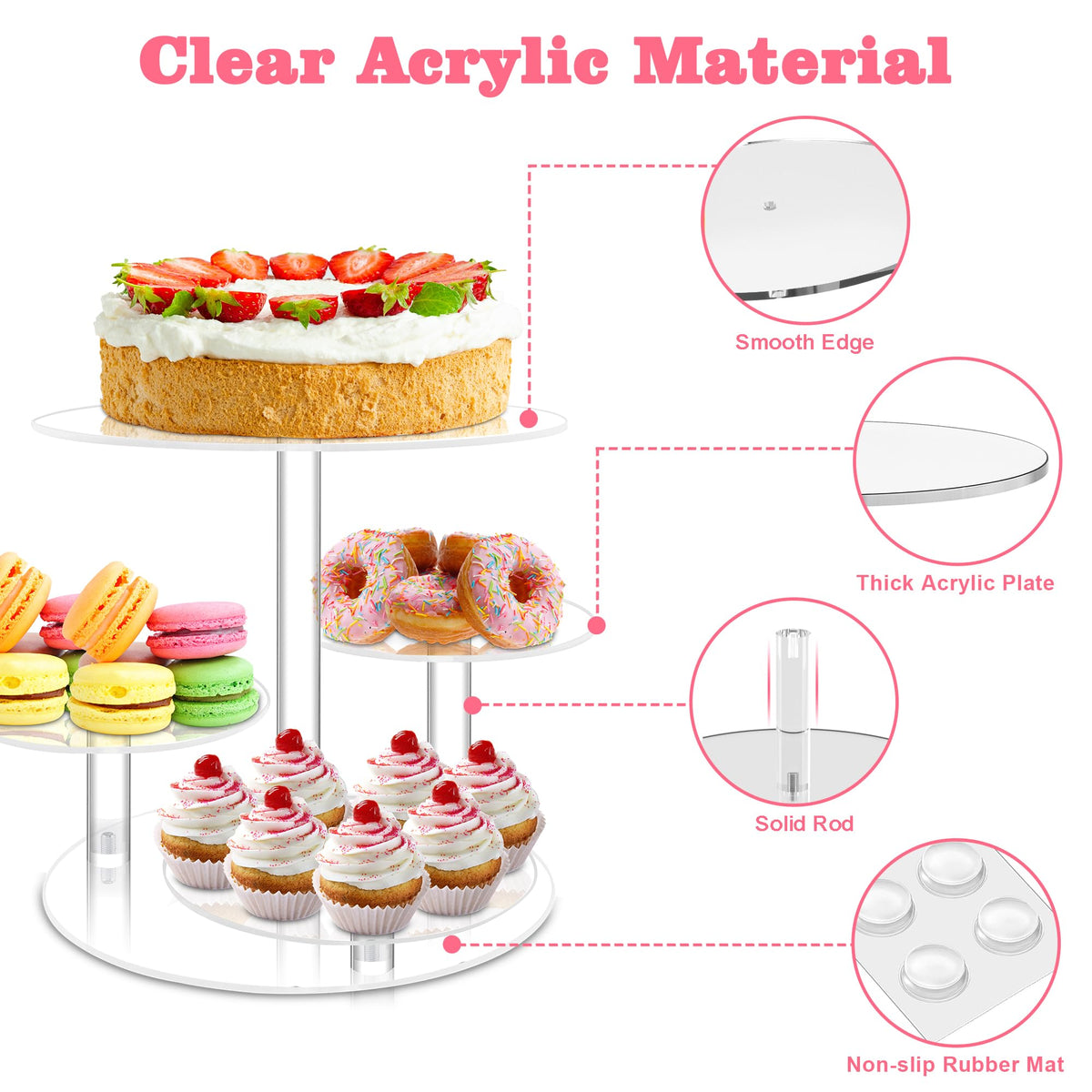 Weddingwish sturdy acrylic frame provides stable dessert display.