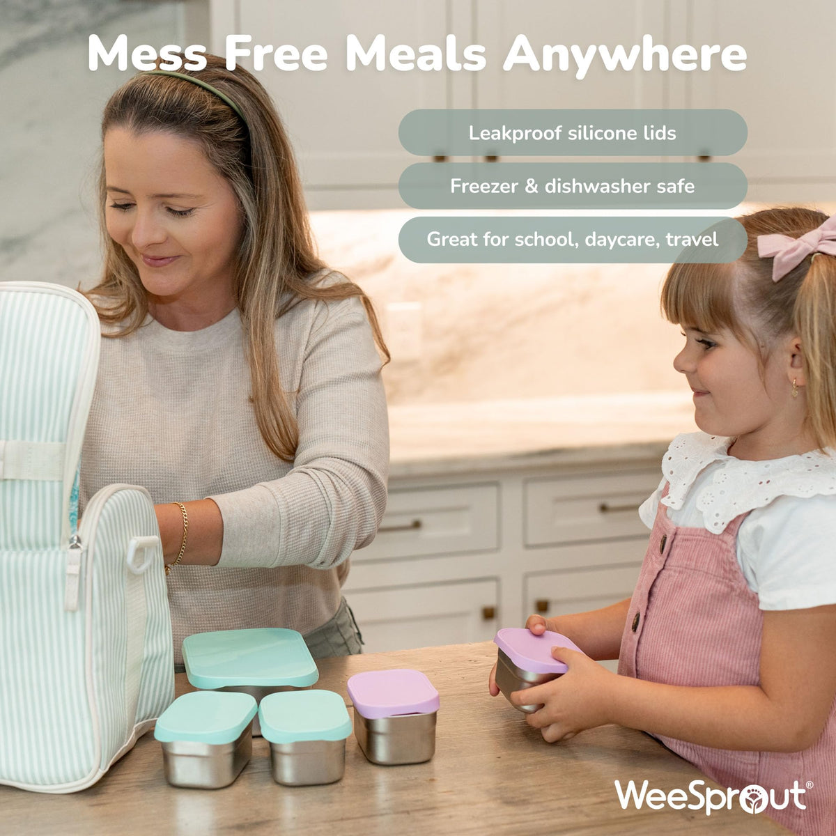 WeeSprout containers are top-rack dishwasher safe for easy cleaning