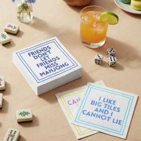 Weekgrat Mahjong Napkins blue pattern suits mixed drinks and appetizers