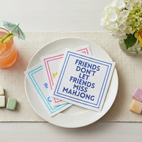 Weekgrat Mahjong Napkins folded 5x5 compact under cups for neat tables