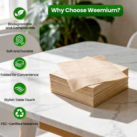 Weemium biodegradable bamboo napkins offer an eco-friendly dining option.