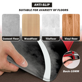 Weesire anti-fatigue kitchen mat in red circle design for kitchen tasks.