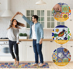 Non-slip backing helps prevent slips on tile floors during cooking tasks