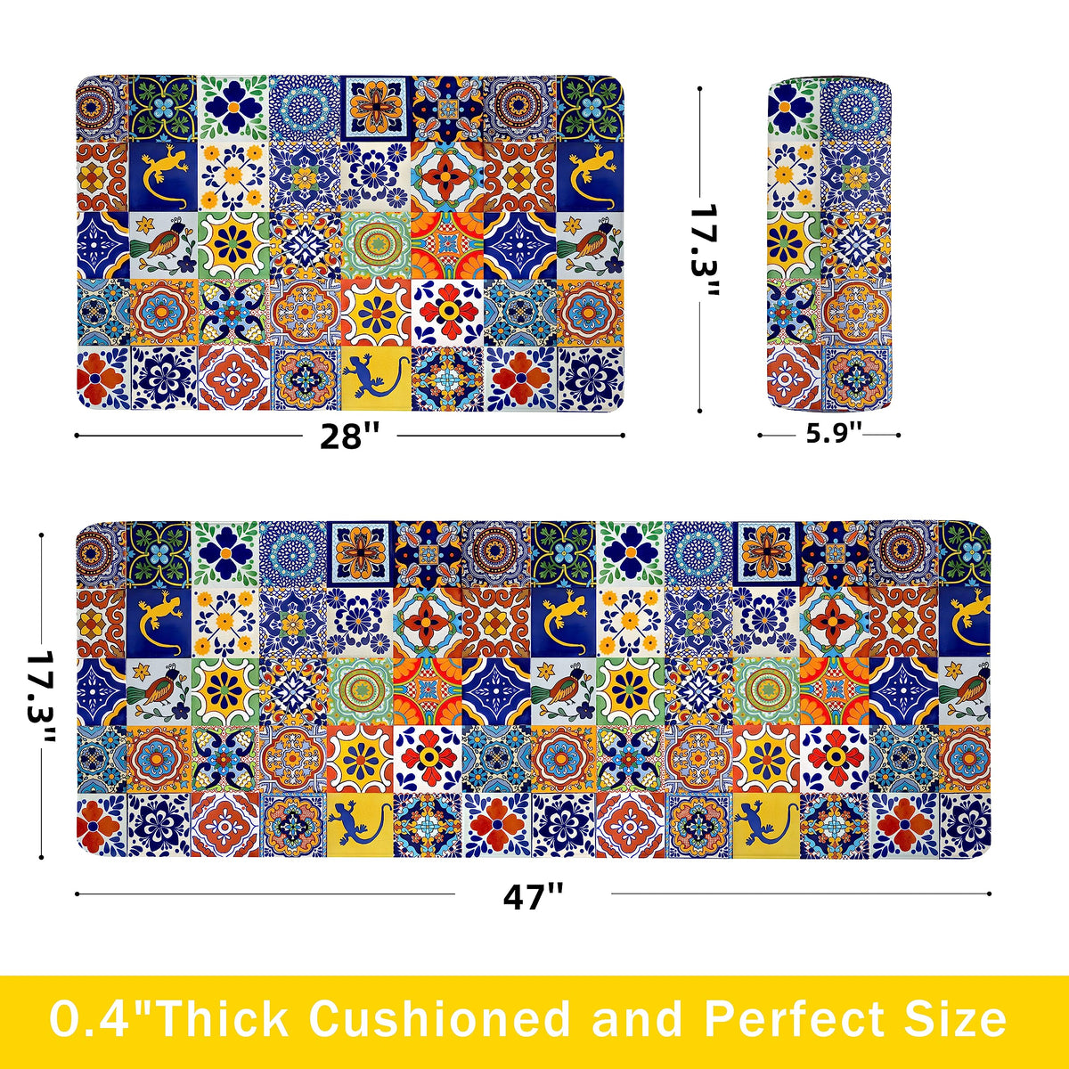 Vibrant boho pattern on Weesire rug brightens kitchen and laundry areas