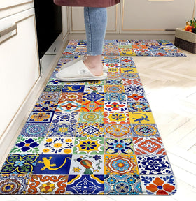 Weesire Boho kitchen rug set memory foam adds anti-fatigue comfort at the sink