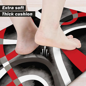 Weesire red circle kitchen mat 17.3x47 front view for long standing comfort.
