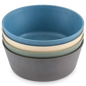 WeeSprout bamboo kid bowls blue on table for easy self-feeding