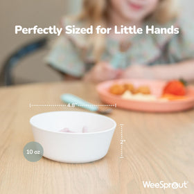 WeeSprout bamboo kid bowls green on table for balanced portions