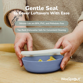 WeeSprout gray bowls with lids support self-feeding