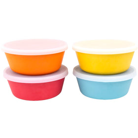 WeeSprout bamboo bowls with lids blue for toddler meals and easy leftovers storage