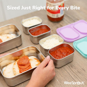 WeeSprout lunch-box-set-750ml-230ml easy-open lids for kids 3 and up.